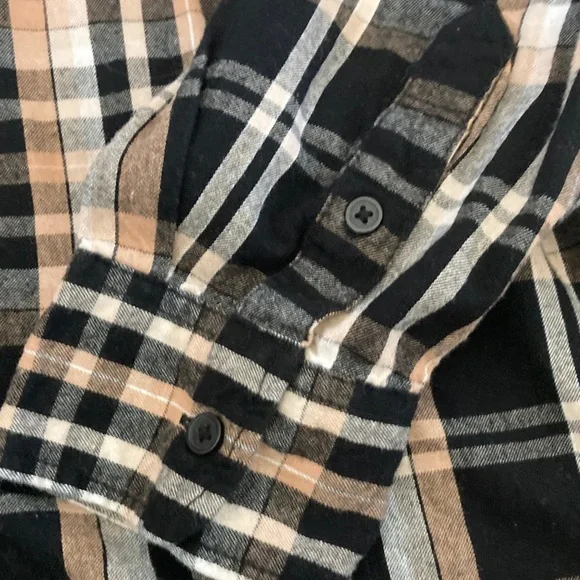 Time and Tru Women’s  Plaid Shirt in Black and Brown - Picture 3 of 3